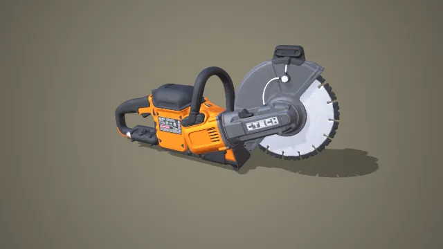 橙黑双色锂电无刷切断锯 3D 低多边形切割工具模型