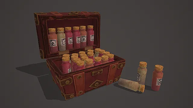 奇幻冒险风格药剂箱模型 