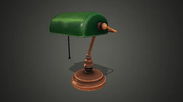 复古风格绿罩台灯道具3D模型