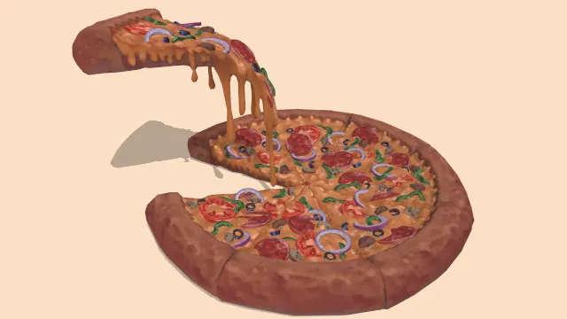 切过的披萨被拿出来一角芝士食物