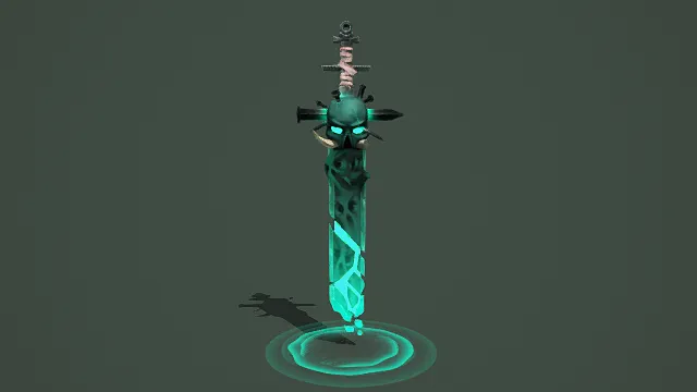 暗黑魔幻风格幽冥骷髅巨剑3D模型