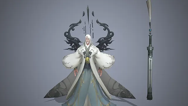 古风仙侠  白发仙尊  国风道袍  黑白水墨风