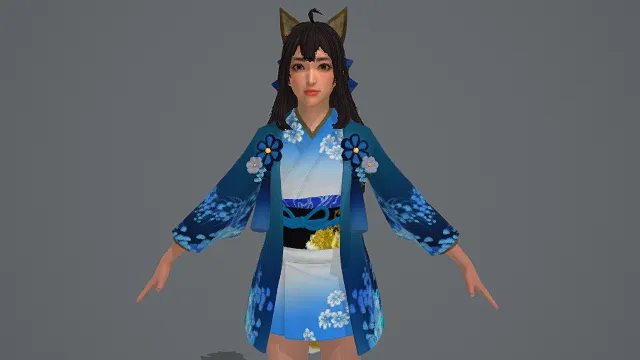 和风兽耳娘风格女性角色模型