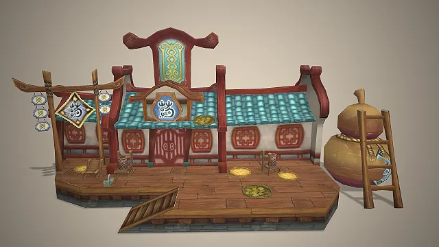 多层宝塔  红绸金铃  主城地标建筑  悬浮仙宫