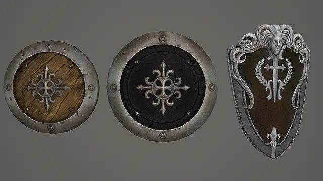 圣纹复古盾牌套装游戏武器3D模型