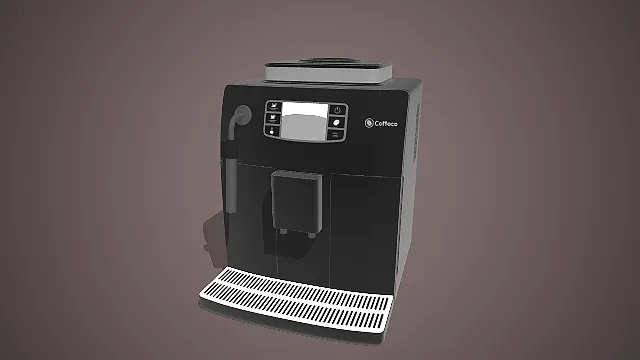 一台黑灰配色的全自动商用咖啡机3D模型