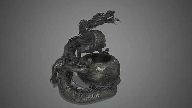 国风黑釉龙纹尊摆件 3D 模型