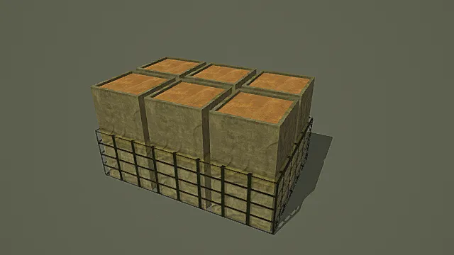 复古做旧金属框木箱堆3D模型