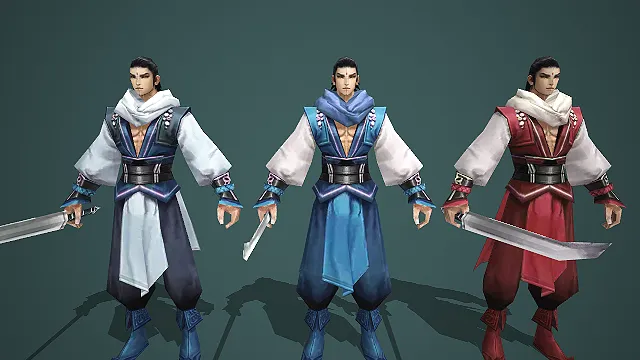 兜帽武侠青年角色套装模型