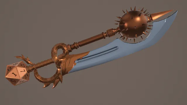3D卡通风格奇幻武器模型，创意设计（3D武器、卡通风格、魔幻冒险风，刀具设计主题）