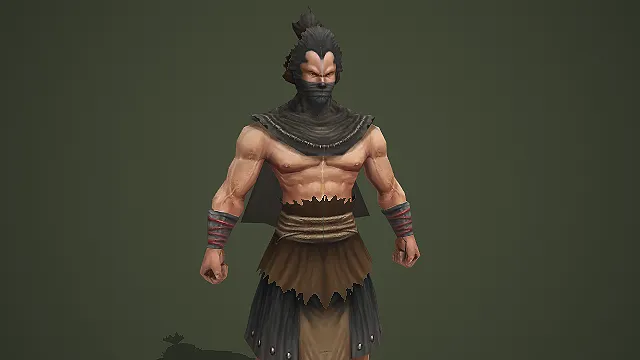 蒙面露胸的江湖武士男性游戏角色模型
