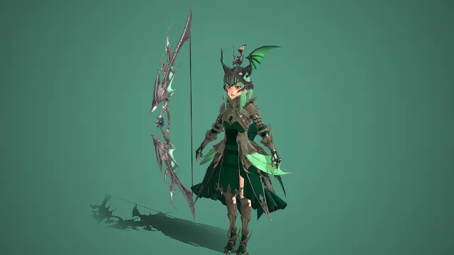 龙系元素  神秘凌厉  奇幻  女战士  金属长弓  诡谲