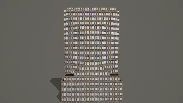 未来矩阵风网格立面阶梯摩天楼3D模型