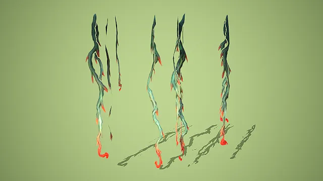 卡通风格三组流纹异形植形石组合奇幻场景装饰模型