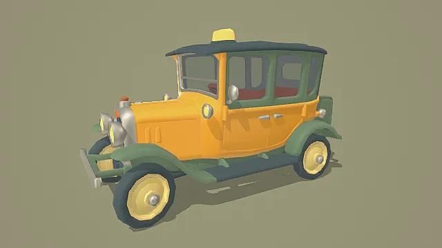 卡通风格复古出租车3D模型