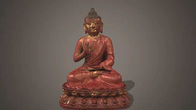 国风鎏金红漆佛像摆件 3D 模型