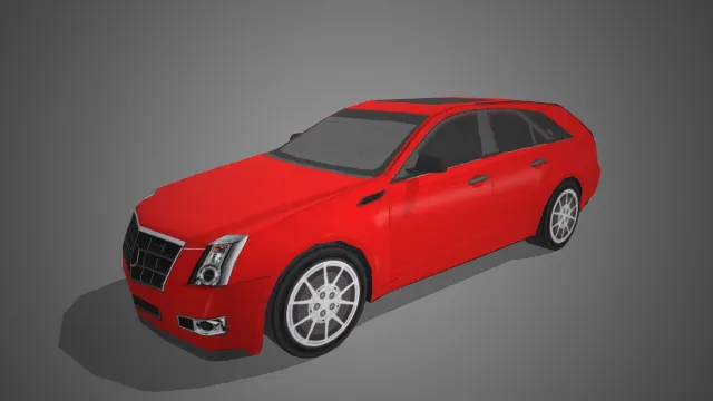 红色四门旅行轿车 3D 模型