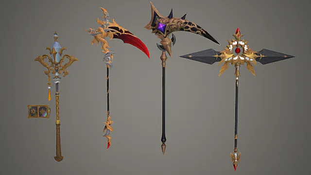 奇幻职业专属长柄武器套装模型