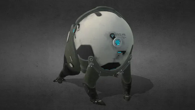 科幻未来智能机器人小狗圆球形状模型