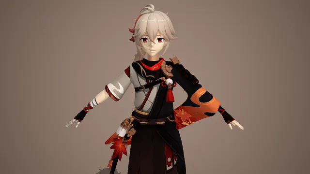 万叶_ 原神角色模型 3D卡通二次元游戏素材