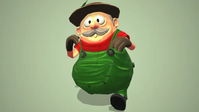 伯爵带着礼帽背带裤老人角色人物运动动画