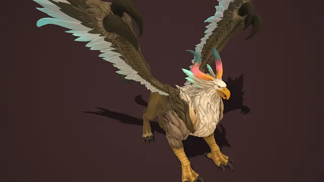 冰羽狮鹫  彩角圣禽  翼展飞兽  神圣坐骑  灵羽神兽   3D 神兽模型