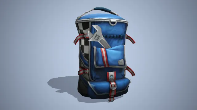 深蓝色圆筒工具包红白带子