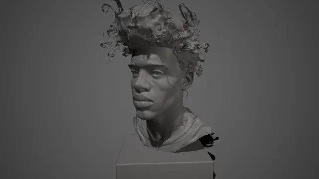 解构风  人物胸像  卷曲纹理发型  人像  雕塑  现代艺术  写实