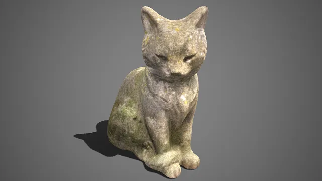 猫形雕塑  坐立姿态  风化痕迹  神态慵懒松弛  石头的厚重质  石雕的古朴韵味  