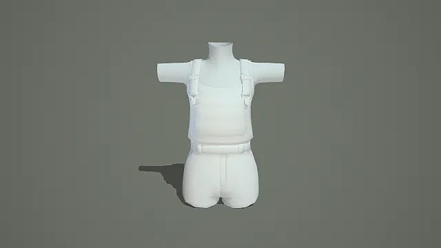 简约风格白色套装3D模型，上衣短裤设计