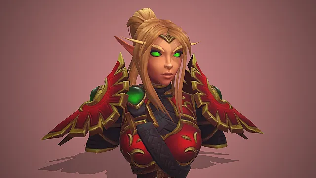 血精灵女英雄  长耳尖耳  肩甲羽翼  精灵贵族