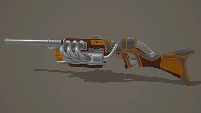 复古朋克风橙棕蒸汽步枪3D模型