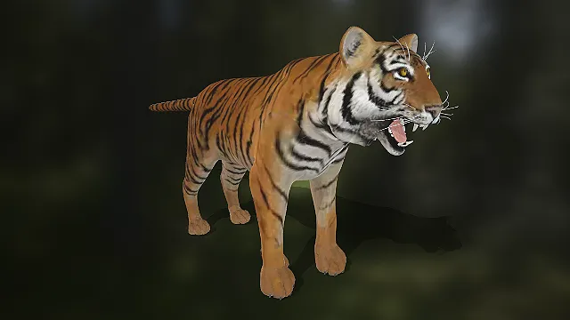 写实老虎  咆哮姿态  野生动物  丛林掠食者