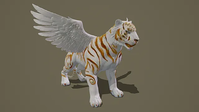 卡通风格奇幻带翼白虎3D模型