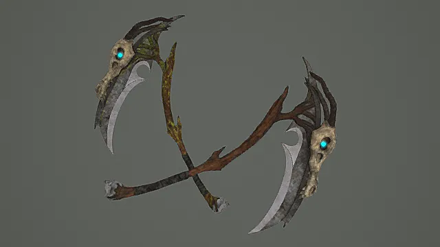 亡灵巫骨风格双镰武器模型