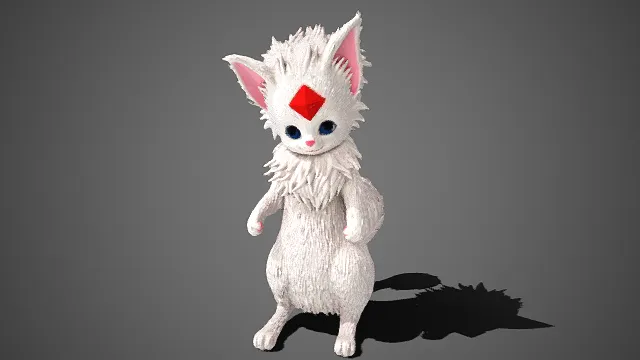 萌系  奇幻风格  尖耳  异兽  宠物  白绒毛