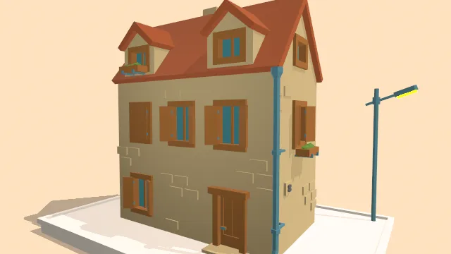 现代低多边形建筑楼层房屋公寓