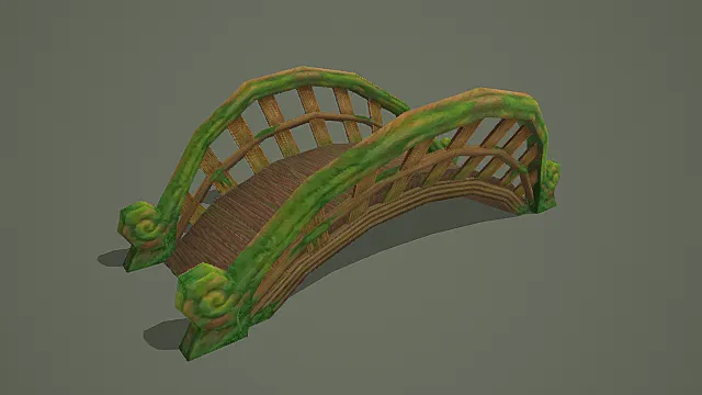 奇幻森系藤蔓拱桥游戏场景模型