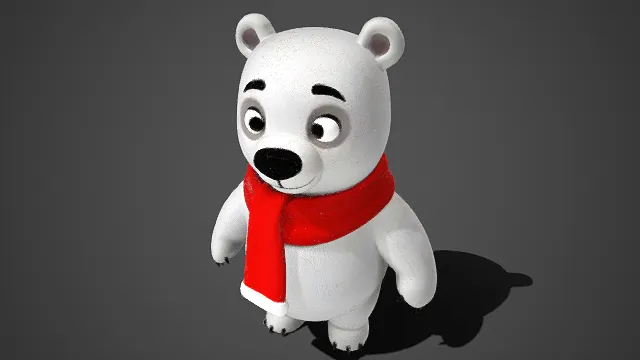 萌系  卡通  北极熊  治愈  红色长围巾  毛绒玩偶  亲和力