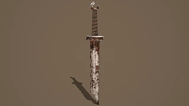写实风格做旧破损短剑3D模型
