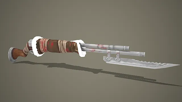 卡通废土风义肢改装步枪 3D 模型 带血渍做旧款