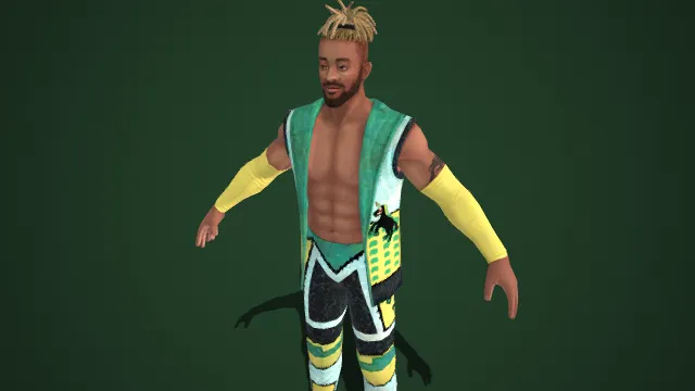 摔角手  游戏角色  金色脏辫  健硕肌肉  黄绿白撞色  潮流感  炫彩拼色  独角兽标识