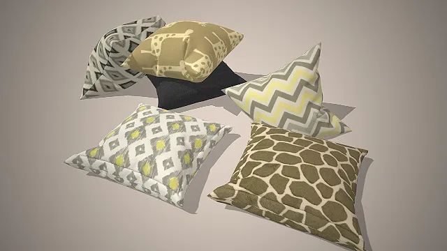 几何纹抱枕  北欧风靠垫  棉麻布艺  童趣软装