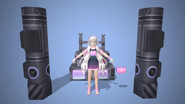 赛博猫娘偶像  舞台音箱  可互动道具  科技风舞台