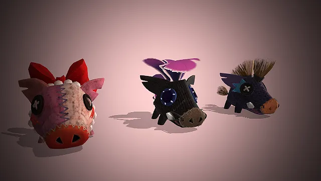 小猪  手工布艺  针线缝线  卡通风格  奇幻生物