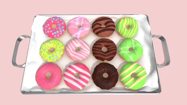 铁盘子装的甜甜圈甜点食物