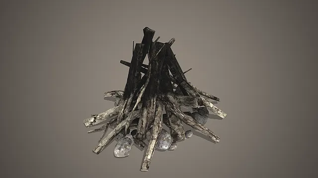 露营木柴堆  野外营地场景  自然做旧质感  枯木枝桠