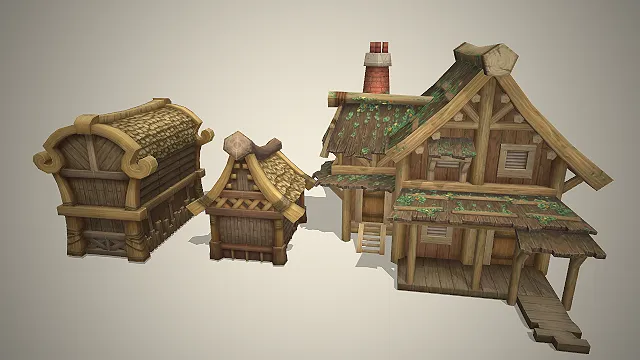 中世纪木屋  茅草瓦屋顶  欧式乡村民居  田园温馨