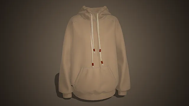 简约慵懒米色连帽卫衣模型