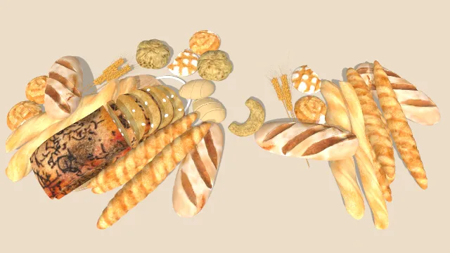 案板放有面包堆甜点烘焙食物